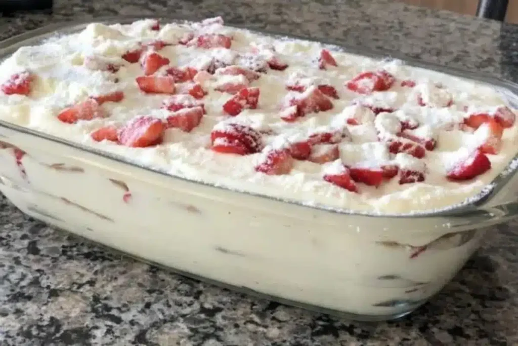 pavê de leite ninho com morango